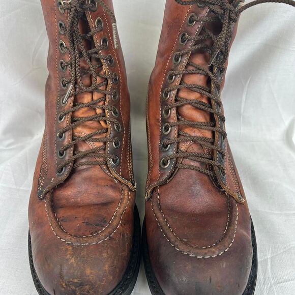 Vintage Engineer Brown leather lace-up boots with a rugged, indie vibe Size 10.5 - Picture 5 of 8